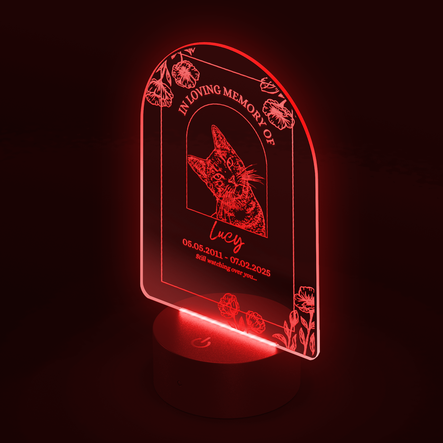 Memorial_Pet_Night_Light_Arc_Dark_Angle_Red_Mockup.png