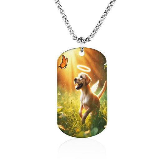 Custom Memorial Necklace with Titanium Steel Square Pendant