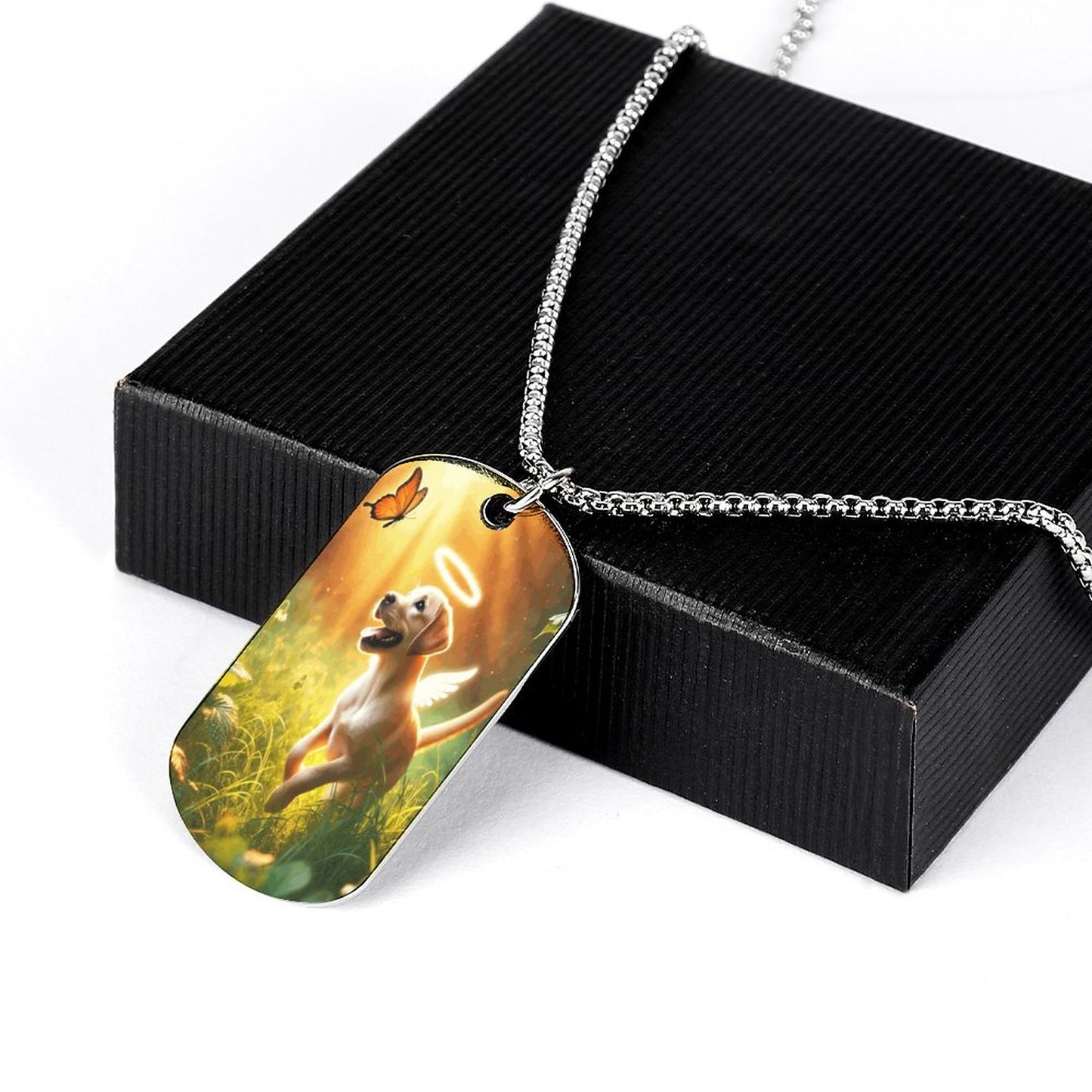 Custom Memorial Necklace with Titanium Steel Square Pendant