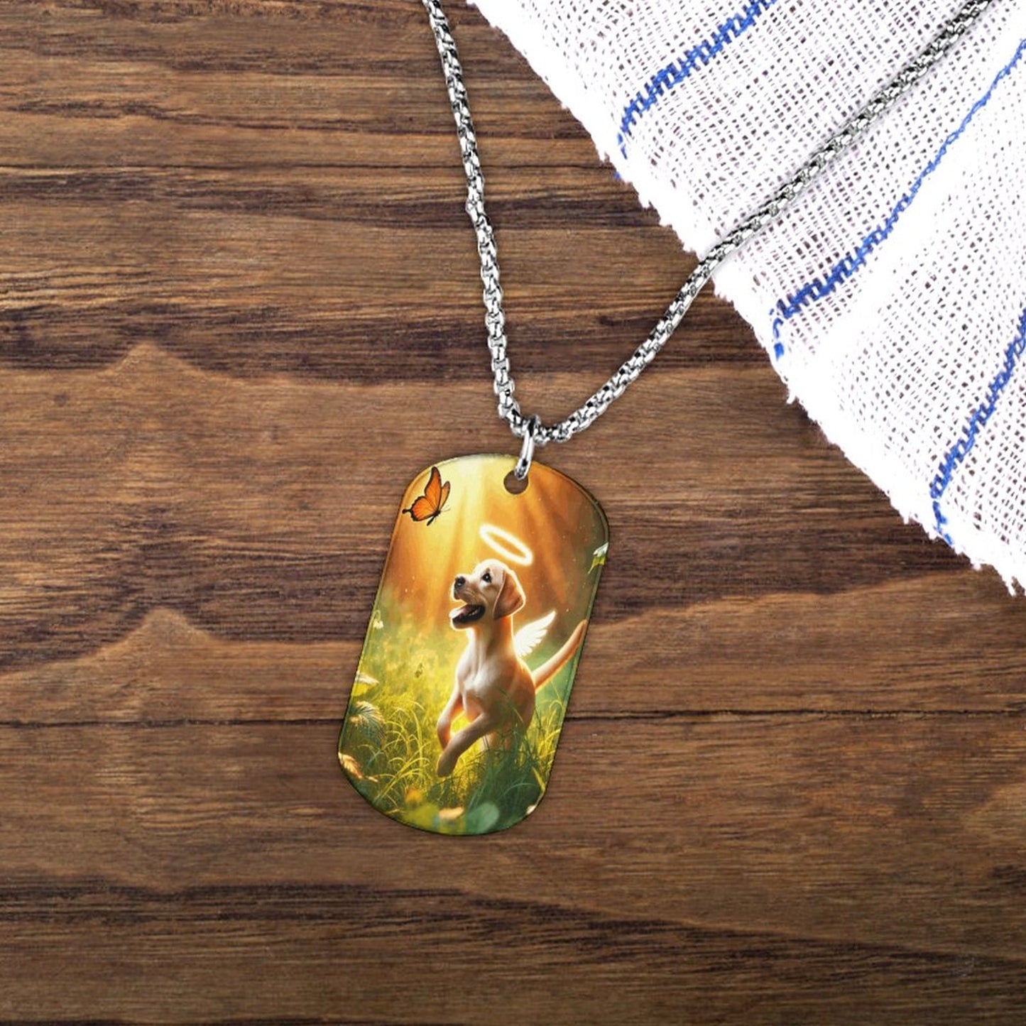 Custom Memorial Necklace with Titanium Steel Square Pendant