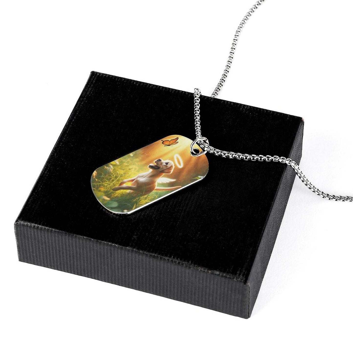 Custom Memorial Necklace with Titanium Steel Square Pendant