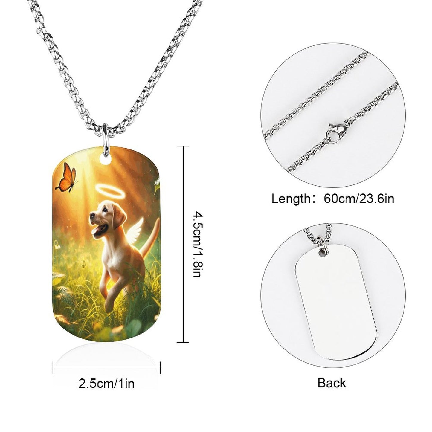 Custom Memorial Necklace with Titanium Steel Square Pendant
